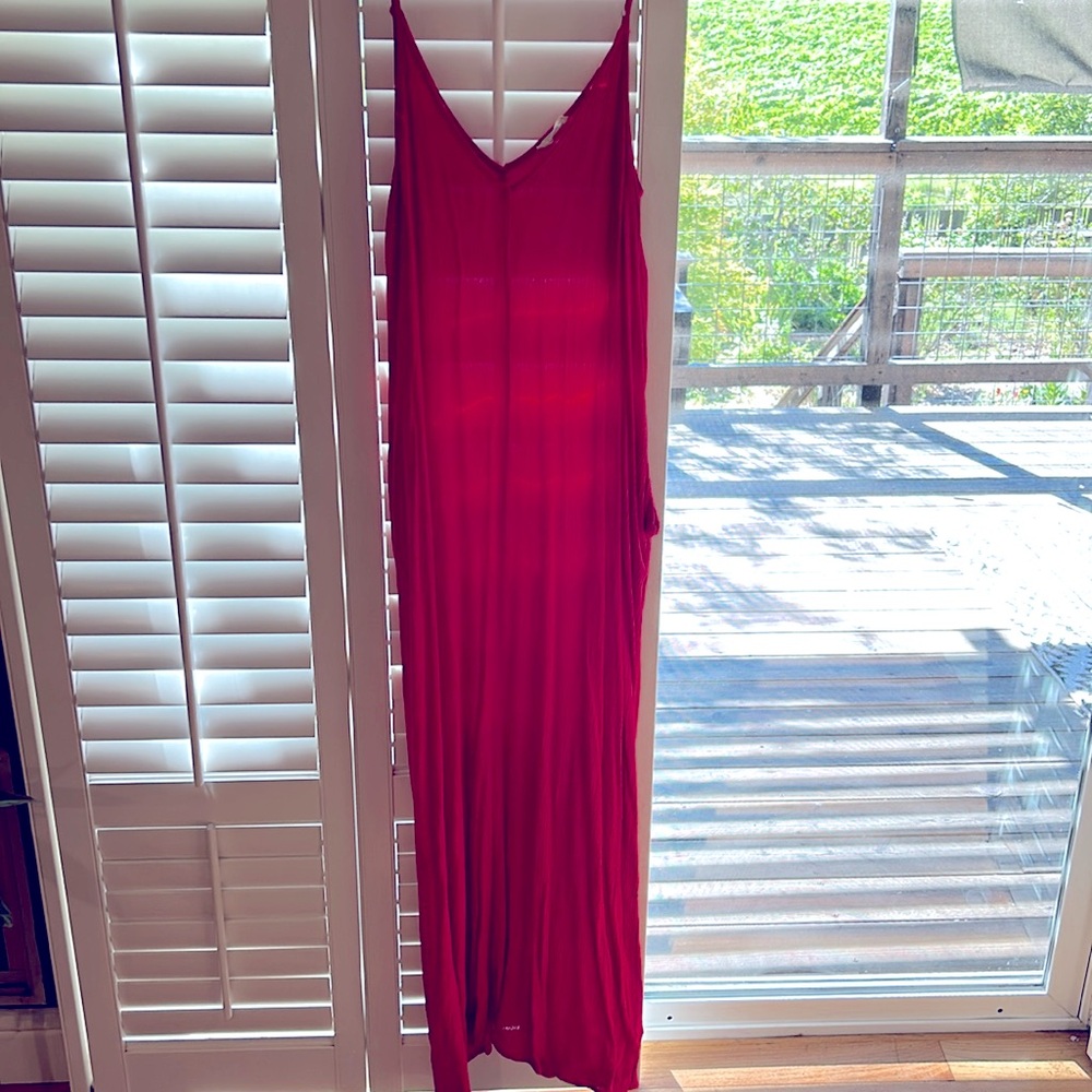 Red linen Lovestitch summer dress, beach or pool cover up